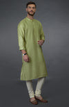 Pista Green Pintuck Silk Kurta