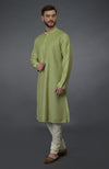 Pista Green Pintuck Silk Kurta