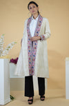 Ivory Kashmiri Kashidakari Hand Embroidered Kimono Jacket