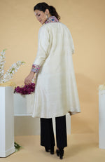 Ivory Kashmiri Kashidakari Hand Embroidered Kimono Jacket