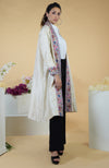 Ivory Kashmiri Kashidakari Hand Embroidered Kimono Jacket