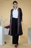 Black Kashmiri Kashidakari Hand Embroidered Kimono Jacket