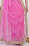 Pink Leheriya Kashmiri Paisley Tilla Aari Embroidered Saree