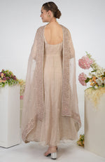 Nude Pink Hand Embroidered Organza Dupatta