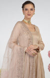 Nude Pink Hand Embroidered Organza Dupatta