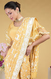 Mango Yellow Parsi Gara Hand Embroidered Saree