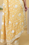 Mango Yellow Parsi Gara Hand Embroidered Saree