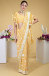 Mango Yellow Parsi Gara Hand Embroidered Saree