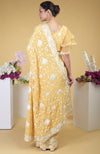 Mango Yellow Parsi Gara Hand Embroidered Saree