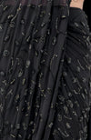 Starry Night Black Hand Bead Embroidered Draped Gown Saree