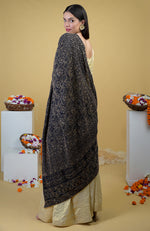 Black Chikankari And Kamdani Hand Embroidered Pure Georgette Dupatta