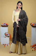 Black Chikankari And Kamdani Hand Embroidered Pure Georgette Dupatta