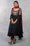 Black Benares Brocade Embroidered Anarkali Set