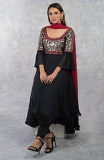 Black Benares Brocade Embroidered Anarkali Set