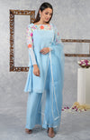 Cerulean Blue Parsi Gara Embroidered Kurta Set