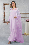 Lilac Snow Parsi Gara Embroidered Kurta Set