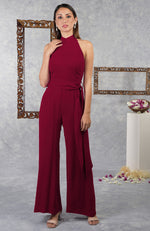 Purple Wine Halter Neck Jumpsuit