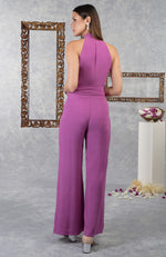 Purple Wine Halter Neck Jumpsuit