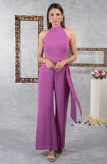 Purple Wine Halter Neck Jumpsuit