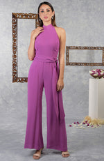 Purple Wine Halter Neck Jumpsuit