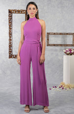 Purple Wine Halter Neck Jumpsuit