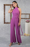 Purple Wine Halter Neck Jumpsuit