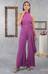 Purple Wine Halter Neck Jumpsuit