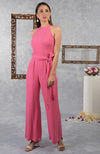 Purple Wine Halter Neck Jumpsuit