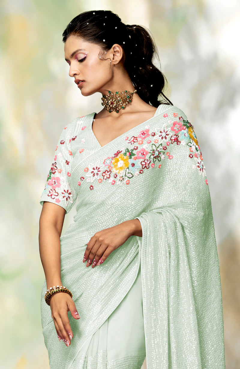 Cherry Saree and Vintage Crop  Stylish sarees, Indian designer