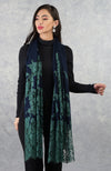 Madonna Navy-Emerald Chantilly & Swarovski Pure Cashmere Stole