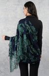 Madonna Navy-Emerald Chantilly & Swarovski Pure Cashmere Stole