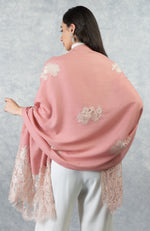 Madonna Pressed Rose-Beige Chantilly & Swarovski Pure Cashmere Stole