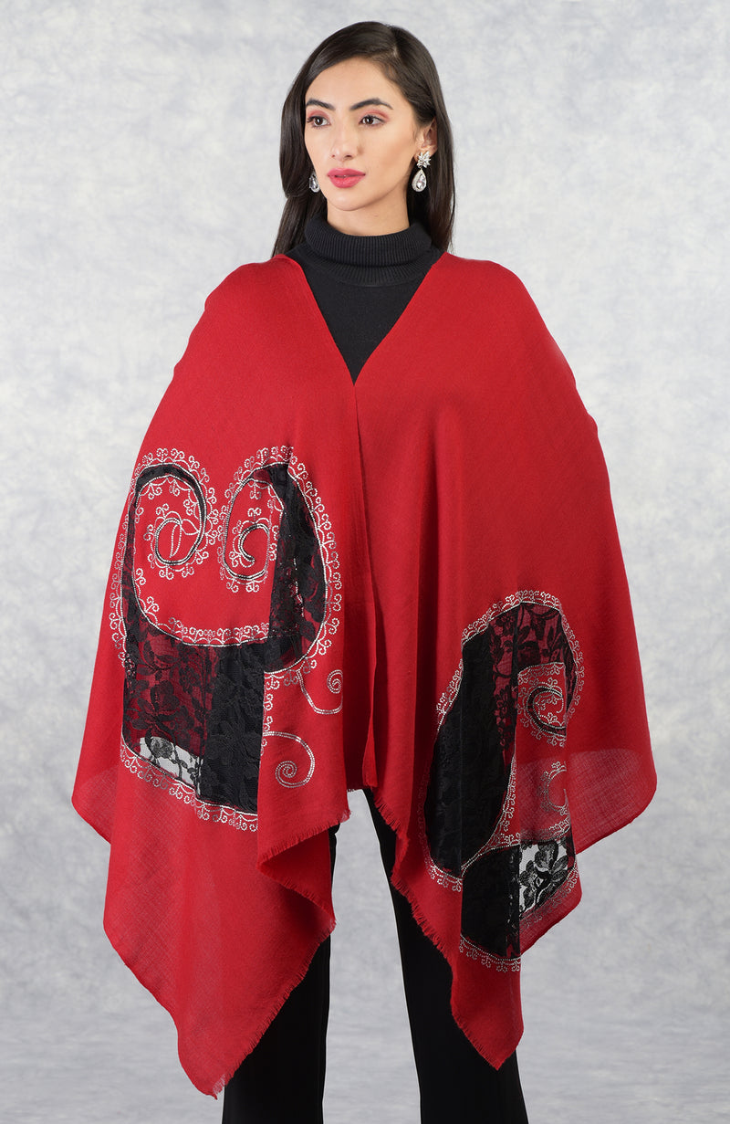 Madonna Paisley Chantilly & Swarovski Pure Cashmere Stole