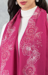 Frida Fuchsia Rose Floral Embroidered Pure Cashmere Stole