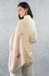 Frida Creole Pink Butterfly Embroidered Pure Cashmere Stole