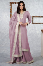 Pale Peach Kashmiri Tilla Embroidered Kurta Set