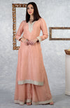 Pale Peach Kashmiri Tilla Embroidered Kurta Set