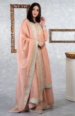 Pale Peach Kashmiri Tilla Embroidered Kurta Set