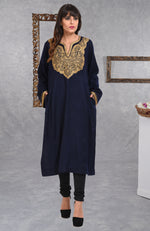 Maroon Pure Wool Crepe Floral & Paisley Tilla Aari Embroidered Phiran