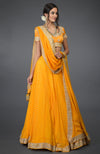 Yellow Leheriya Tilla Embroidered Lehenga Set