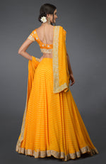 Yellow Leheriya Tilla Embroidered Lehenga Set