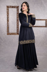 Midnight Blue Zardozi Hand Embroidered Sharara Set