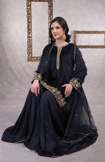 Midnight Blue Zardozi Hand Embroidered Sharara Set