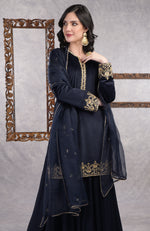 Midnight Blue Zardozi Hand Embroidered Sharara Set