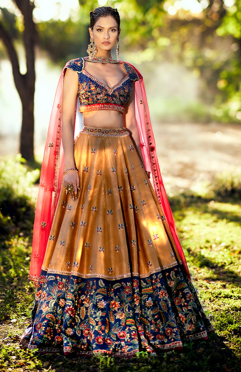 How do I love thee Classic Blue Lehenga