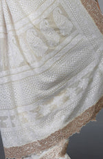 Heirloom Ivory Chikankari & Gota Patti Hand Embroidered Saree