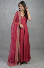 Garnet Dabka Zardozi Hand Embroidered Anarkali Set