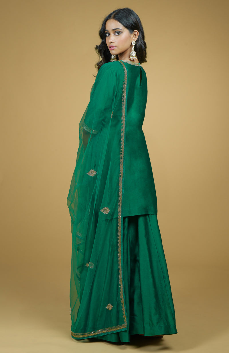 Emerald Zardozi Hand Embroidered Gharara Set