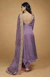 Lavender Leheriya-Tilla Embroidered Dupatta With Anarkali Set