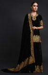 Black Kashmiri Tilla Aari Embroidered Lehenga Set